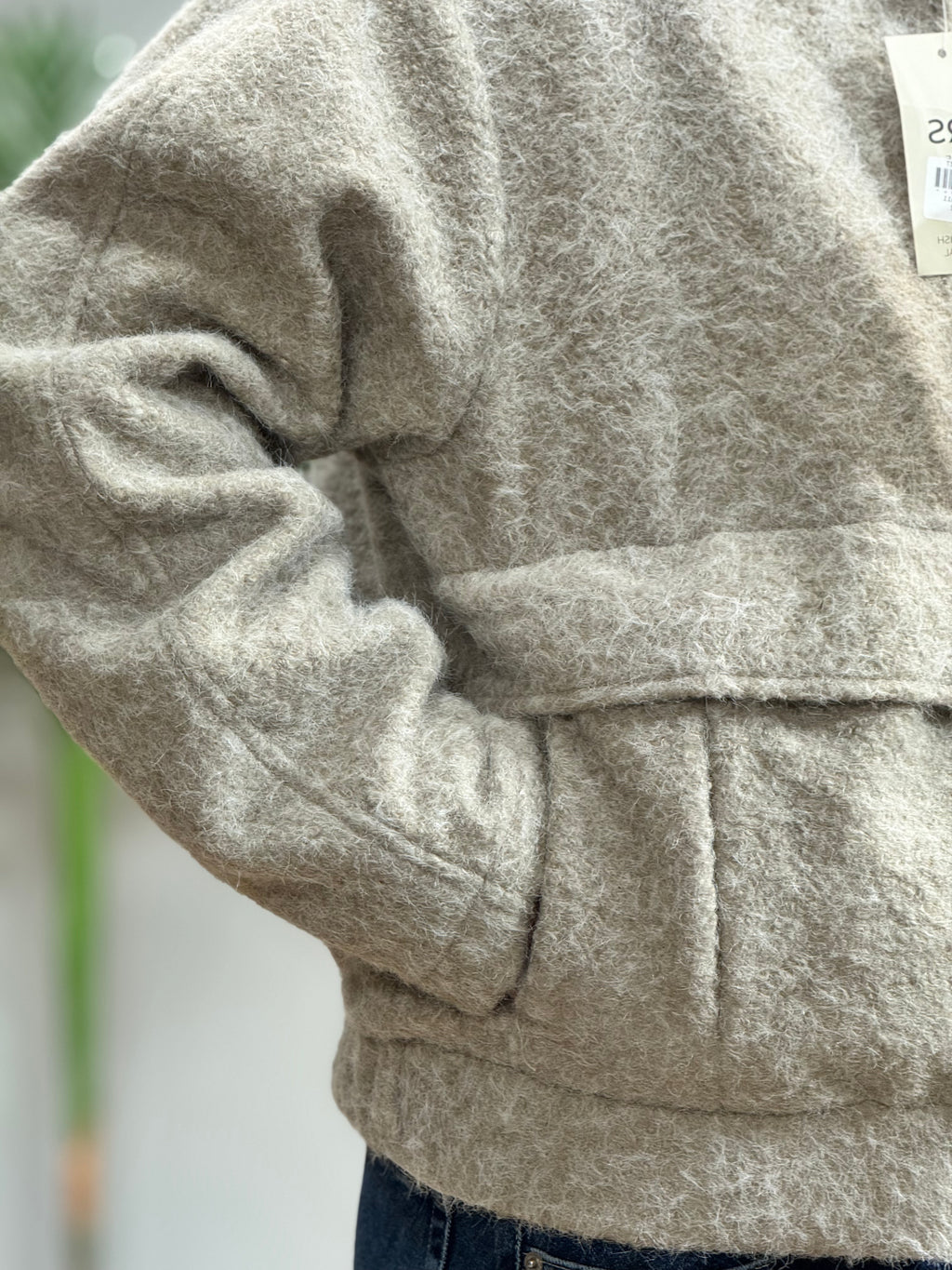 Textured Sherpa Bomber Jacket - Earth Brown
