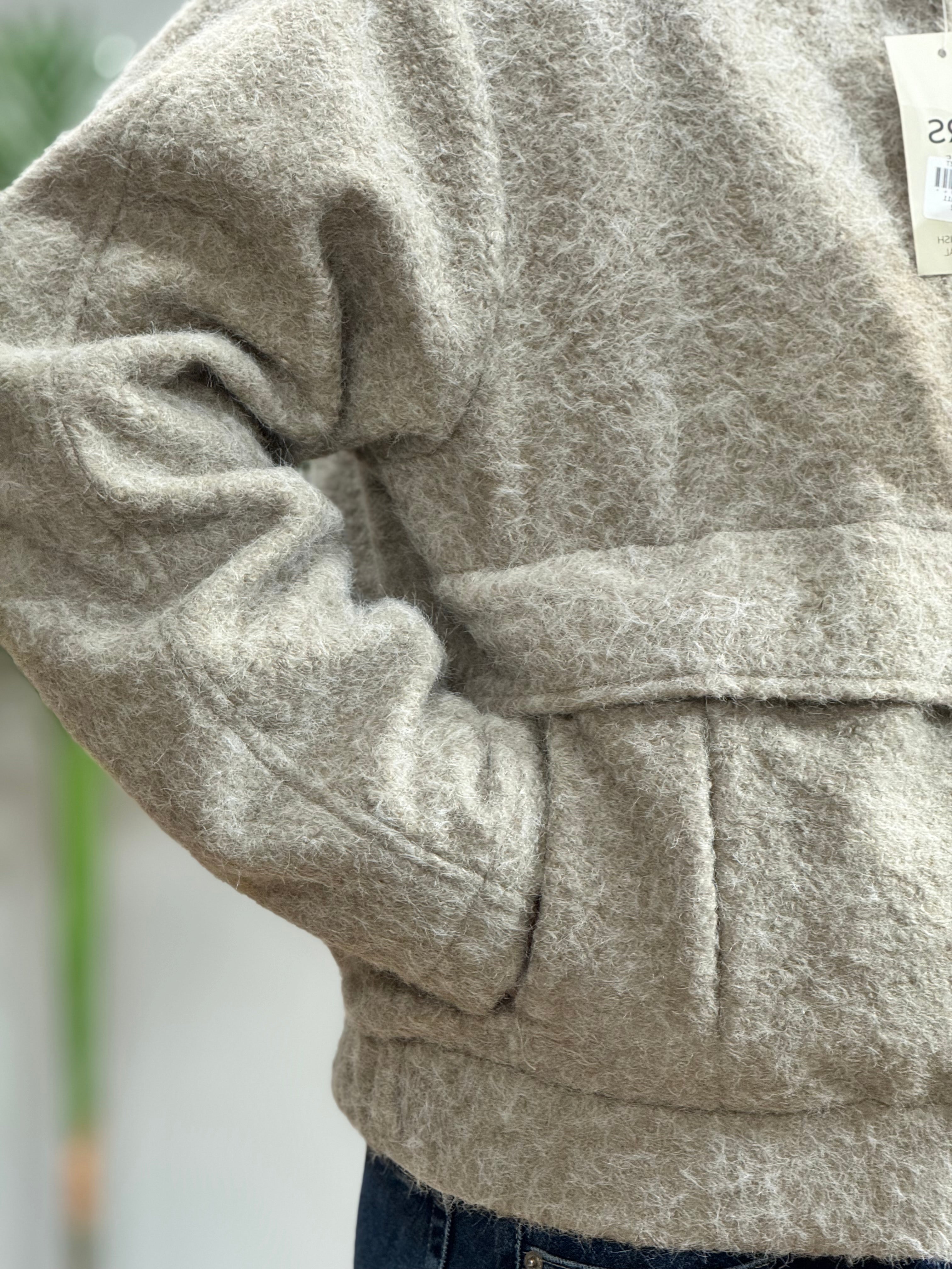 Textured Sherpa Bomber Jacket - Earth Brown