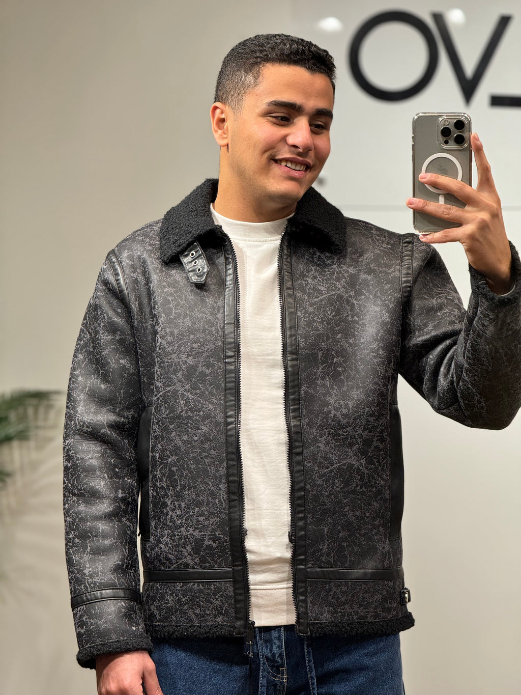 Men’s Distressed Aviator Jacket