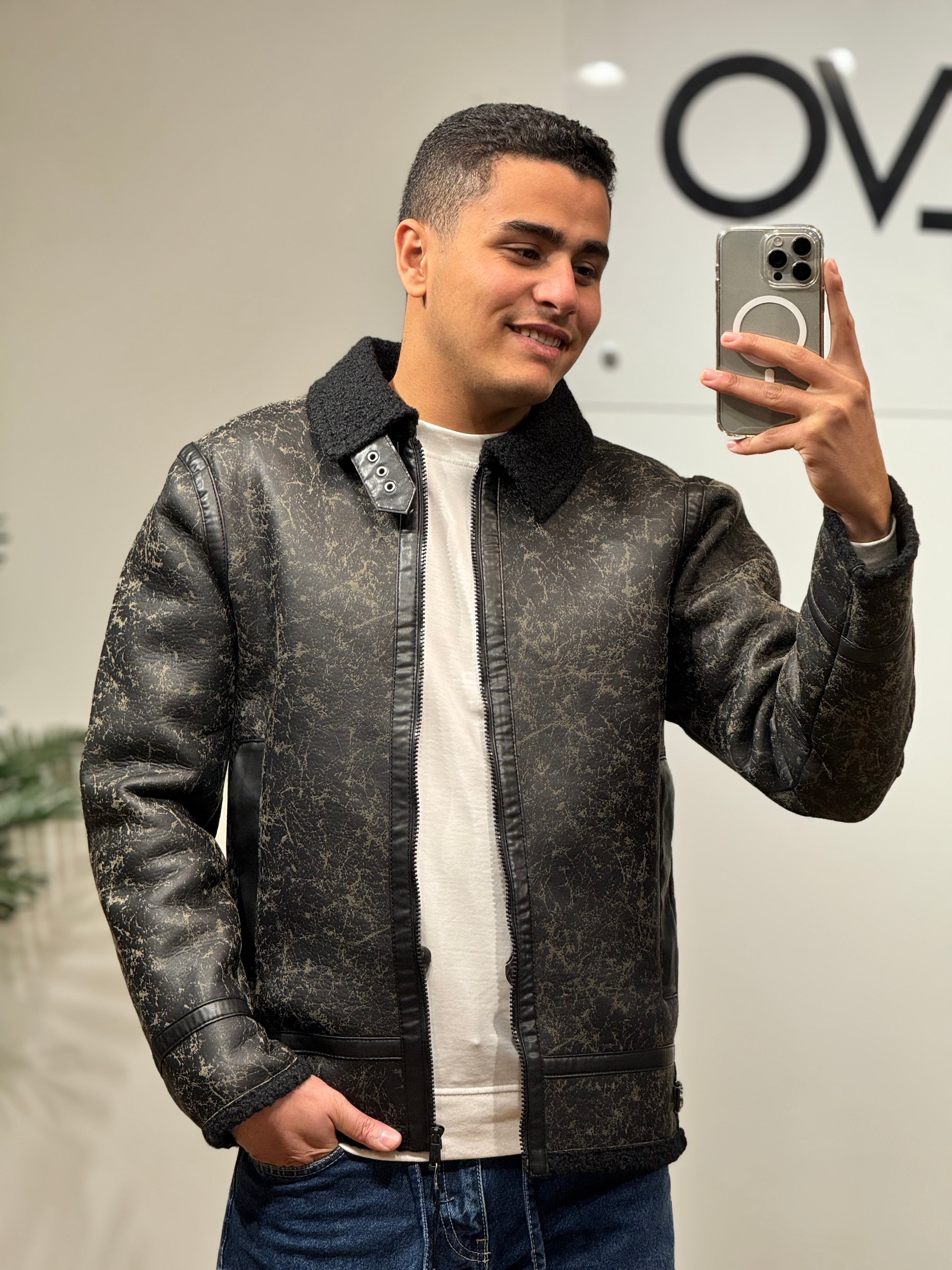 Men’s Distressed Aviator Jacket