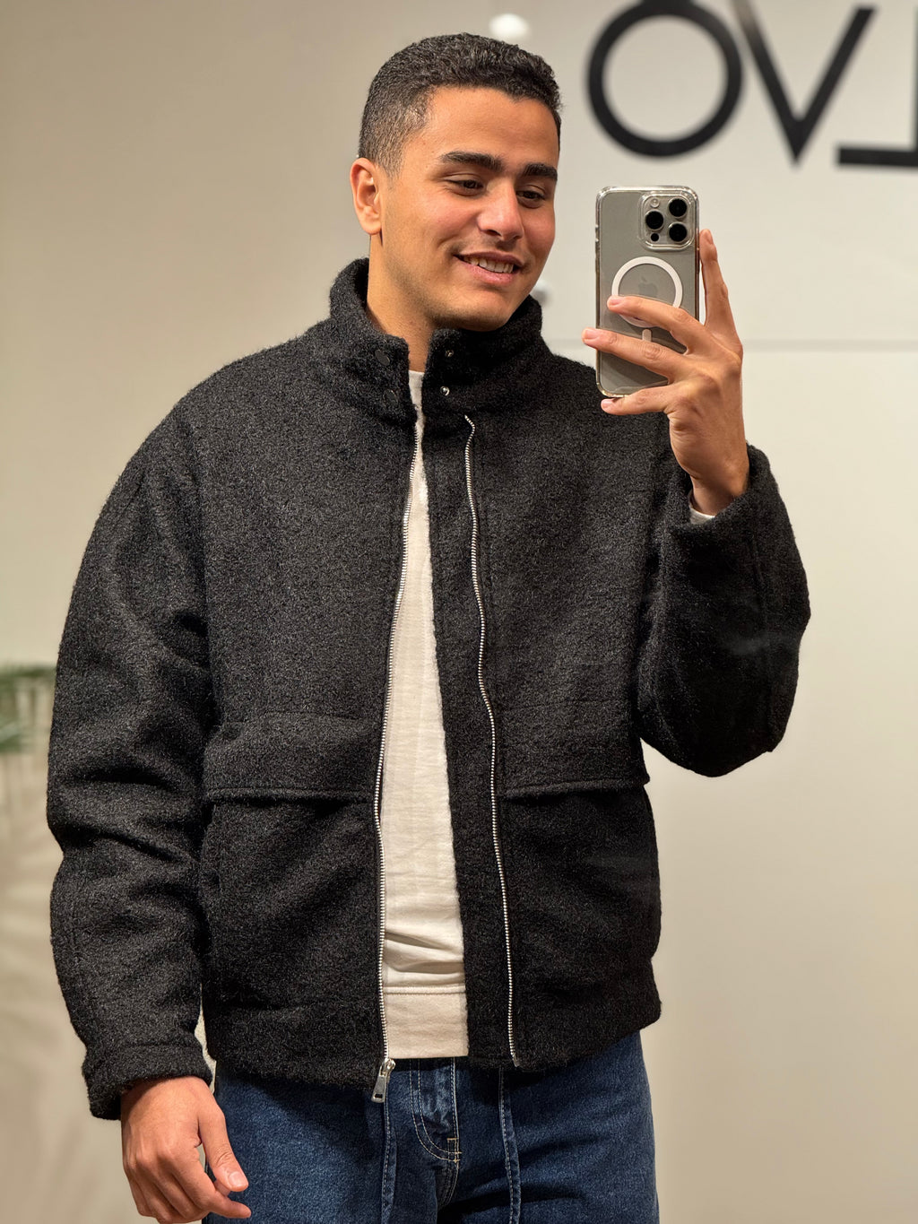 Textured Sherpa Bomber Jacket - Earth Brown