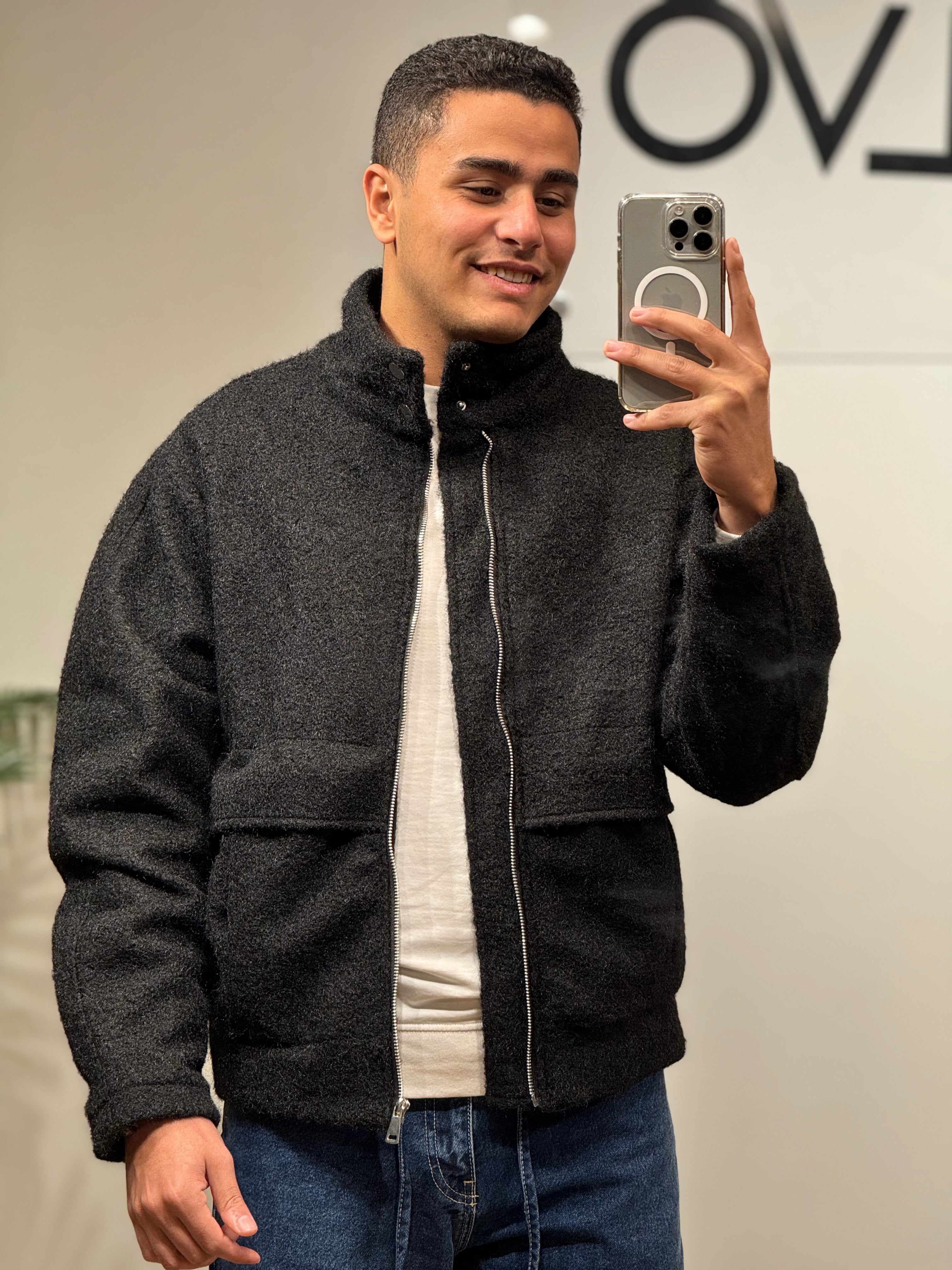 Textured Sherpa Bomber Jacket - Earth Brown