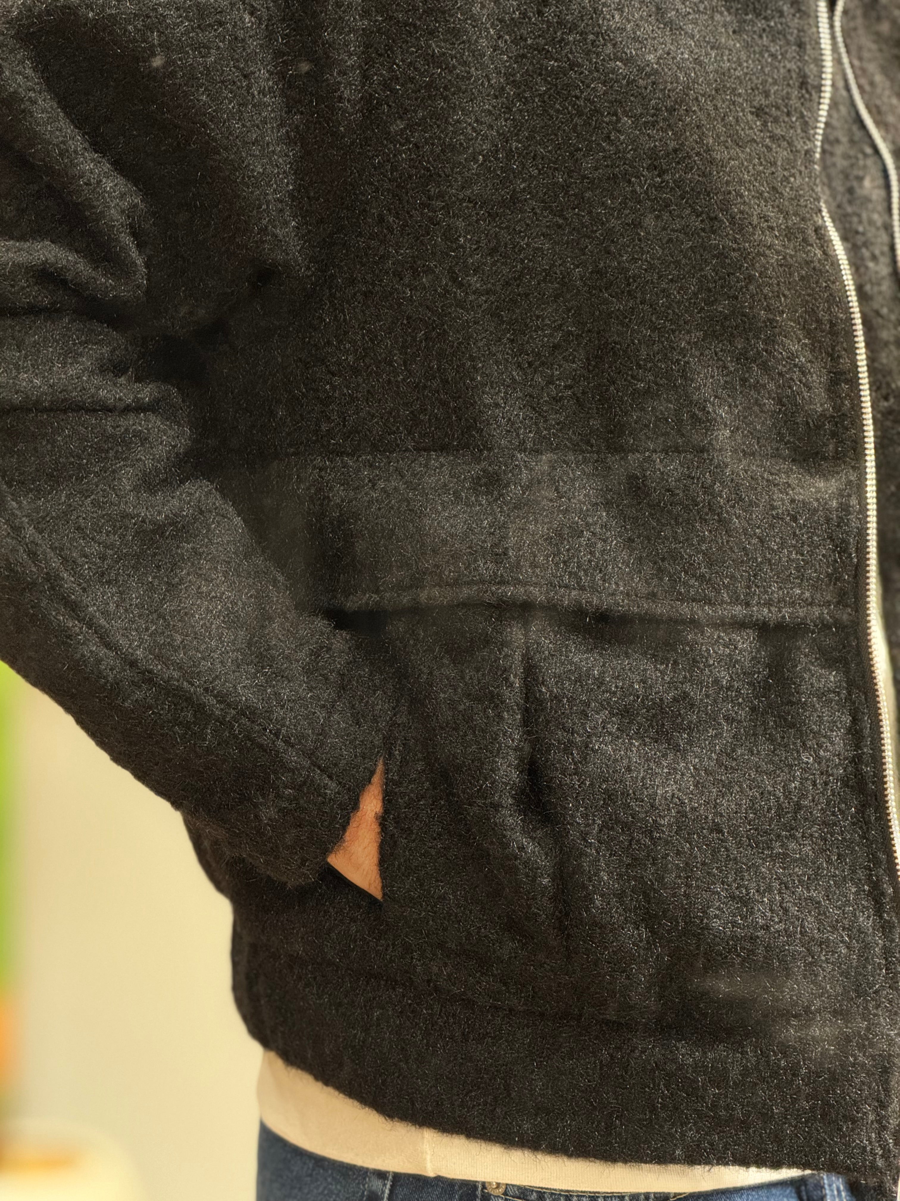 Textured Sherpa Bomber Jacket - Earth Brown